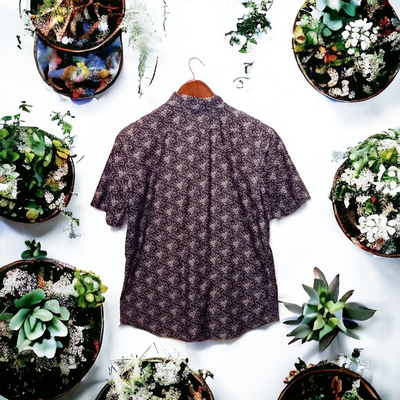 Express ★ Men's Casual Short Sleeve Button-Up ★ Vollos Gothic Floral Print - Picture 4 of 5